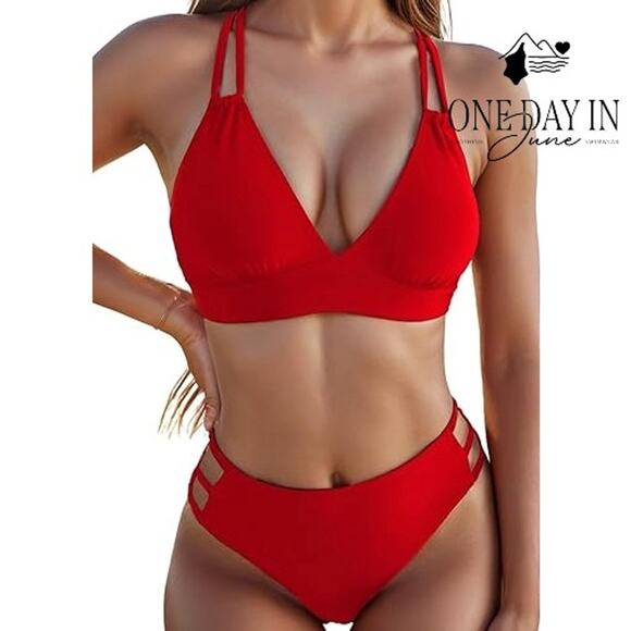 Adisputent Strappy Back Bikini Swimsuit Size L - Picture 1 of 5